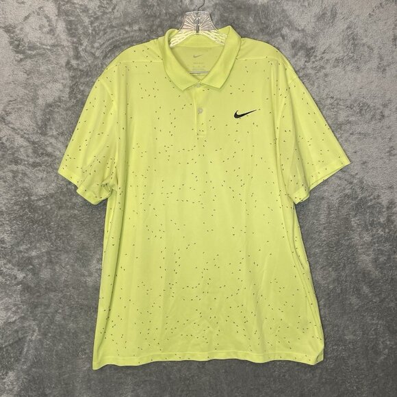 Nike Men Dri Fit Swoosh Golf Speckled Neon Yellow Short Sleeve Polo Shirt XL - Picture 1 of 10